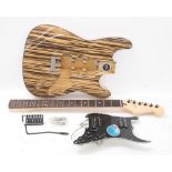 Guitar project in need of completion including a Voodoo 5 zebra wood type Strat body, a