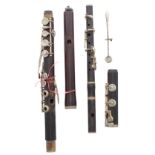 Boehm system flute by and stamped Hawkes & Son, London, cocuswood with nickel-silver mounts and