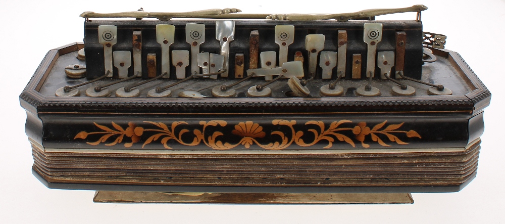 Three similar 19th century boxwood inlaid flutina accordions, all in need of some attention (3) - Image 4 of 4