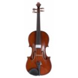 Good French three-quarter size violin labelled Instrument de Musique, Paul-Beuscher, 27, Boulevard