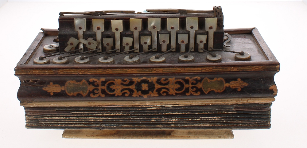 Three similar 19th century boxwood inlaid flutina accordions, all in need of some attention (3) - Image 2 of 4