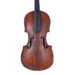 Interesting English baroque violin circa 1800, 14", 35.60cm, case