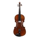 Early 20th century doubled purfled violin of the Lowendall School circa 1890, 14 5/8", 37.20cm,