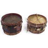 Two interesting early military drums, one with hand painted shell with insignia inscribed 'Gilmore's