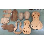 Quantity of instrument moulds, comprising three bass viola da Gamba moulds, a violone mould, two