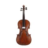 Early 20th century Saxon Stradivari copy violin, 14 3/16", 36cm; also another 19th century violin in