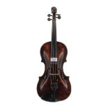 Unusual 19th century German violin with high angular arched back and table, also with carved head