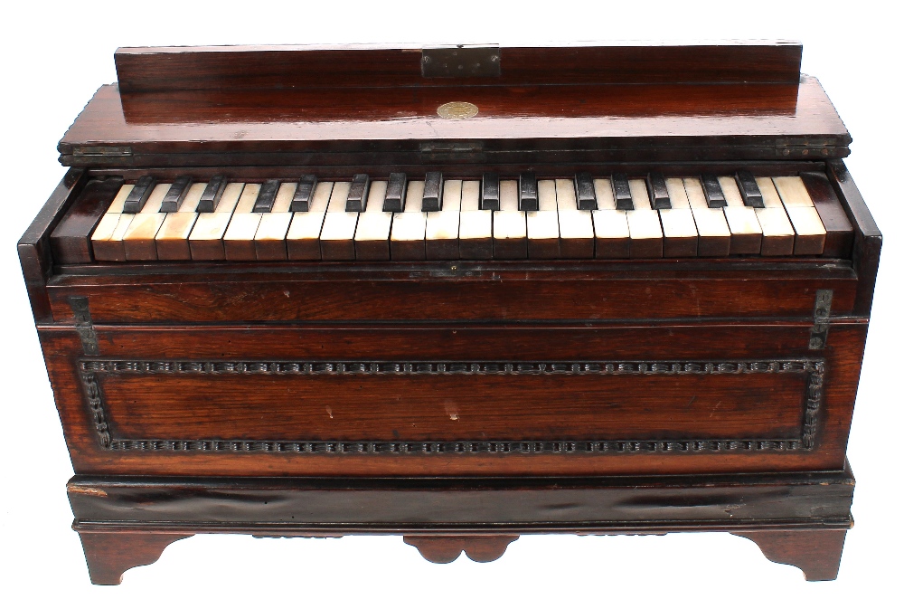 19th century rosewood portable hand harmonium by Alexandre Pere, Paris, 12" high, 21" wide - Image 2 of 4