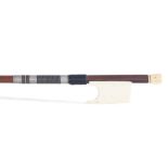 Interesting French ivory mounted violin bow with Cramer style head circa 1780, the stick round,
