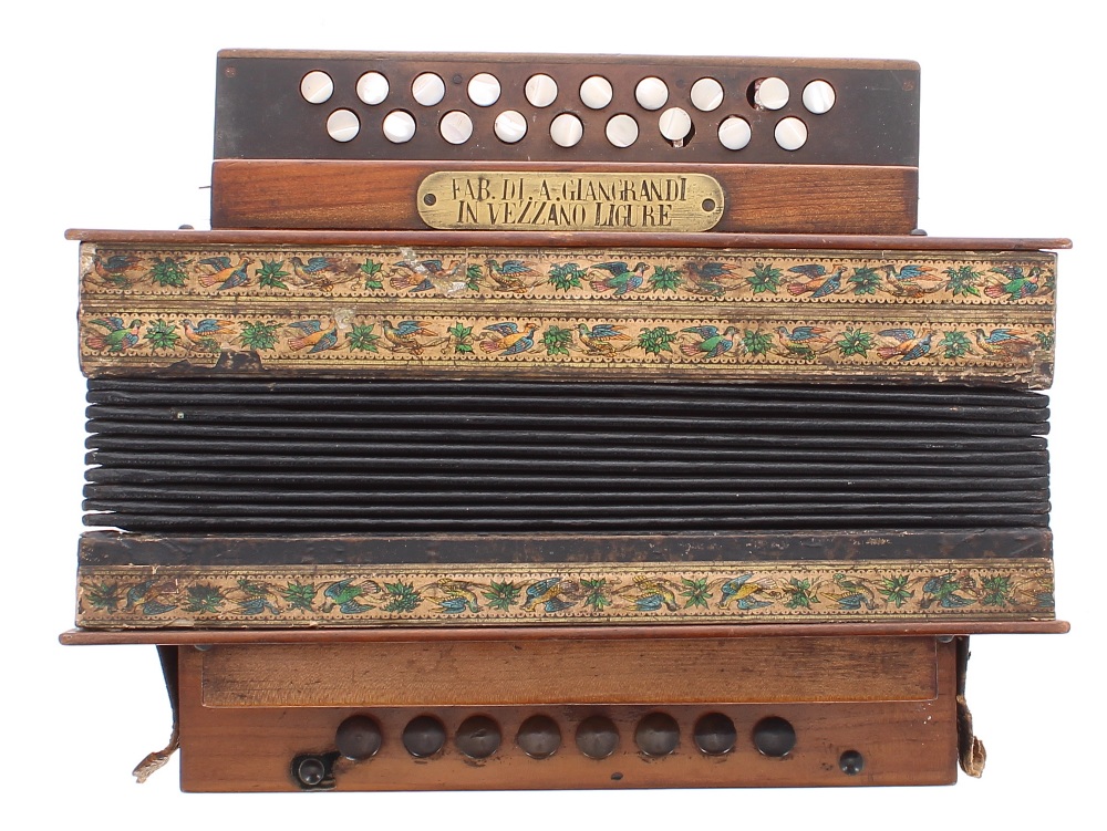 19th century Italian button melodeon inscribed Fab. Di. A Giangrandi, in Vezzano Ligure, in need - Image 4 of 4