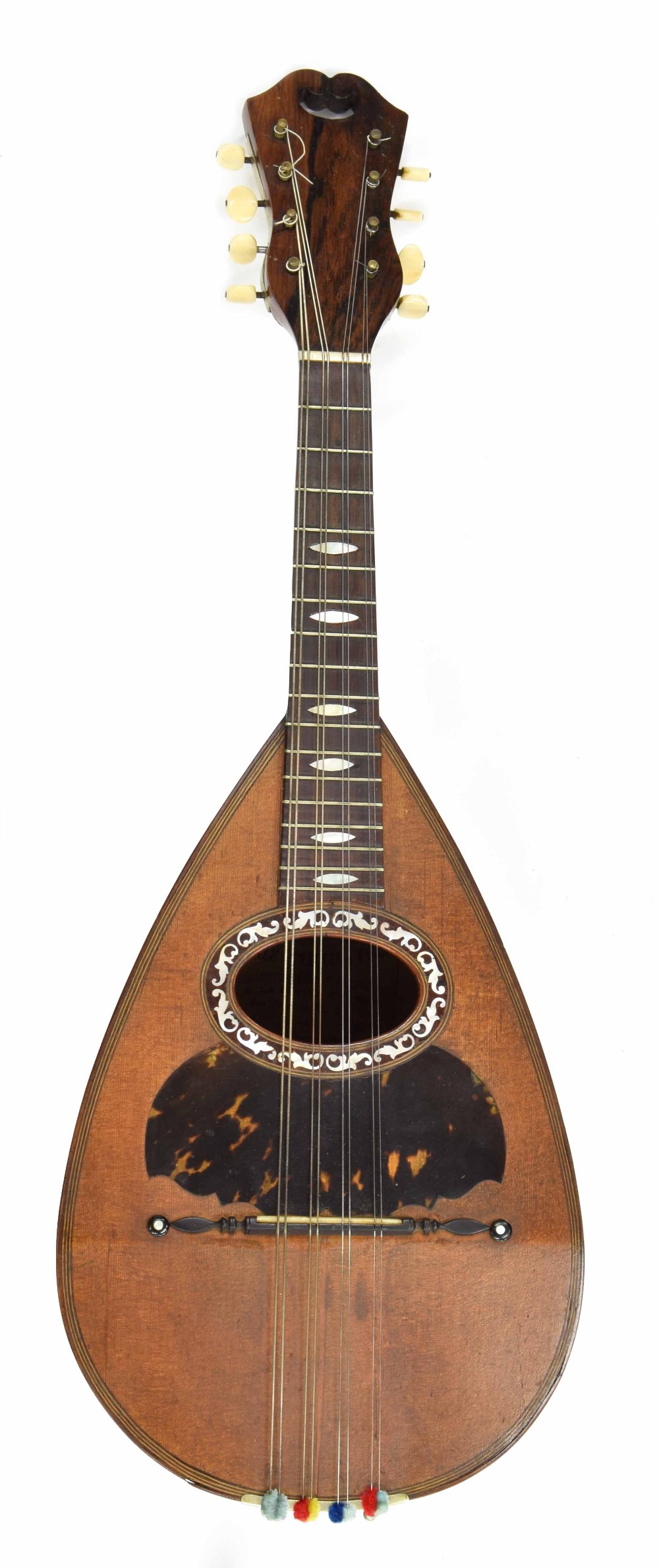 Neapolitan mandolin, by Pasquale Vinaccia e Figli, Naples, 1891, the back of twenty-seven rosewood