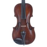 Interesting late 18th/early 19th century violin, probably English, unlabelled, the one piece back of