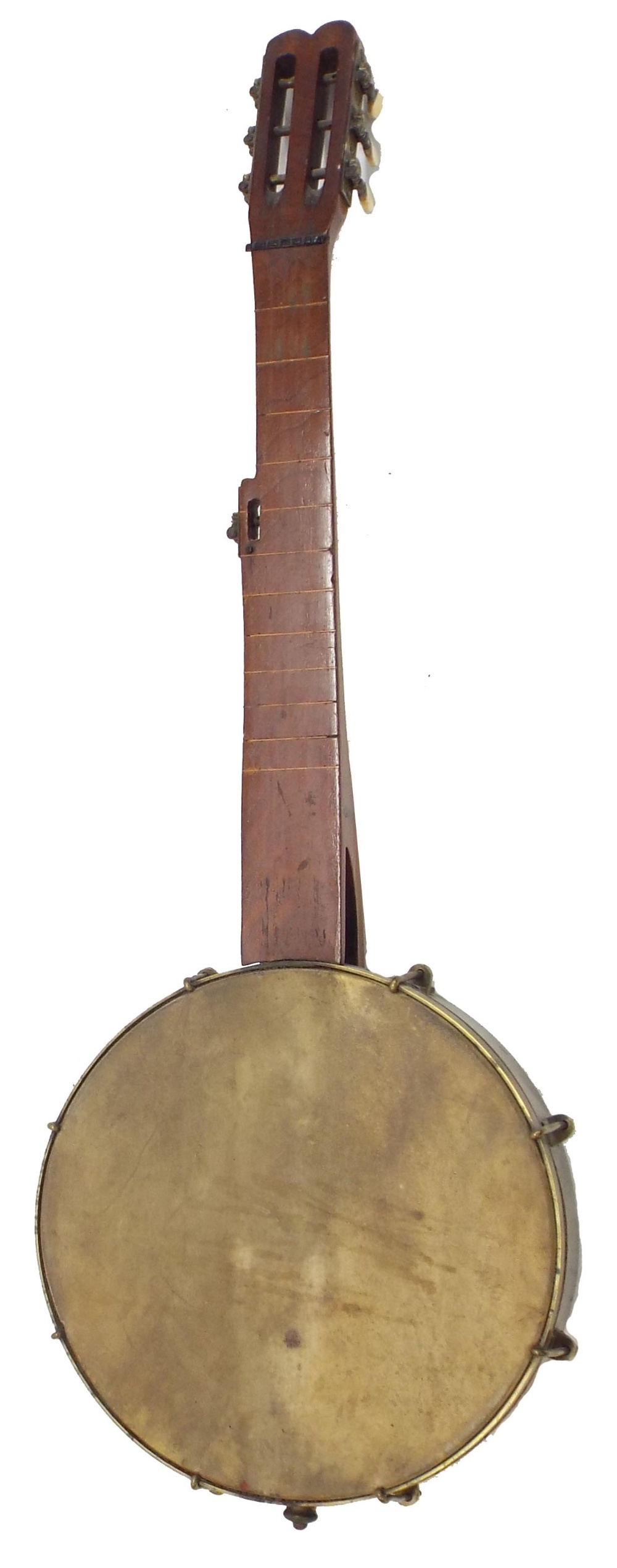 Early provincial seven string banjo bearing an Edward Withers retail label to the inner ring; - Image 2 of 3