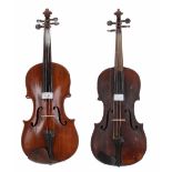 German violin of the Schweitzer School labelled Nicolaus Amati..., 14 3/16", 36cm; also a late