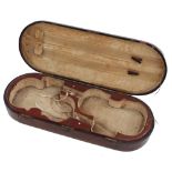 W.E. Hill flame mahogany double violin case, fitted with a brass handle and recessed locks and