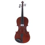 Three-quarter size violin circa 1920 labelled The London Manby Violin Co. Ltd. 25 Nottingham Street,
