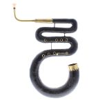 interesting 18th/19th century leather bound and brass mounted serpent, with two brass keys and six