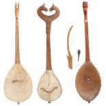 Three Eastern European one stringed gusle fiddles (3)