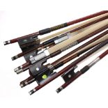 Ten various violin and viola bows (10)