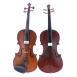 Early 20th century German three-quarter size violin, 13 3/16", 33.50cm; also a Maidstone three-