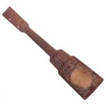 Interesting antique ukulele, probably Tahitian circa 1900, with marquesan carved decoration to the