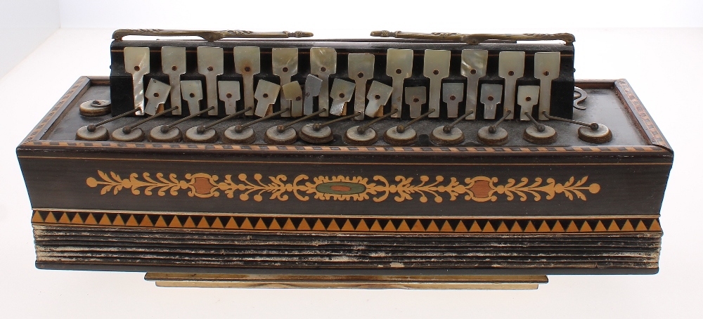 Three similar 19th century boxwood inlaid flutina accordions, all in need of some attention (3) - Image 3 of 4