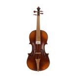 Early 20th century violin set up to baroque specifications and labelled Ignaz Beer..., 14 3/16",