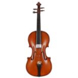 Early 20th century French double purfled half size violin, 12 1/4", 33.70cm