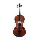 Early 20th century Stradivari copy violin, 14 1/4", 36.20cm (with grafted neck and table repairs)