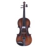 Early 20th century Stradivari copy violin, 14 1/8", 35.90cm, case