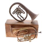 German brass kuhlohorn by and stamped Aug. Clemens Glier, Musikinstrumenten Manufktur,