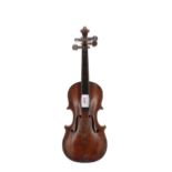 Late 19th century one-eighth size violin, 10 1/4", case