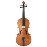 Late 19th century German half size violin, 12 3/16", 33.50cm