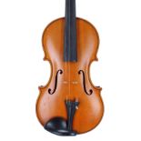 Scottish violin by and labelled John McCarter of Dalkeith, Scotland 1954, 14 1/8", 35.90cm, case