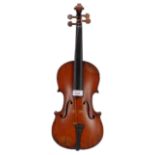 Late 19th century violin labelled Carlo Cerruti..., 14 1/16", 35.70cm