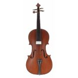 French three-quarter size violin labelled Nicolas Bertholini..., 13 1/4", 33.70cm