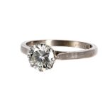 Good platinum solitaire diamond ring, round brilliant-cut, 1.00ct approx, clarity SI, colour I-J,