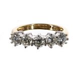 18ct five stone diamond ring, round brilliant-cut