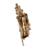 Novelty articulated 9ct clown stick pin, 6.3gm, the clown 29mm