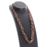 Attractive 14k multi garnet set necklace, 31.2gm, 18" long