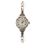 Avia 9ct wire-lug lady's bracelet watch, Birmingham 1955, circular silvered dial with Arabic