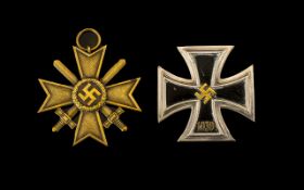 German WW2 War Merit Cross With Swords 2nd Class Makers Number To Ring 87 For Roman Palme.