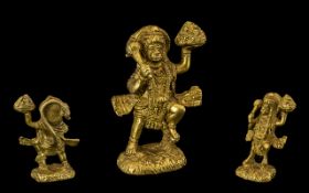 Late 19th Century Indian/Tibetian Cast Figure of a Monkey god figure dressed in all his splendour,