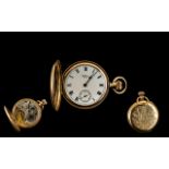 American Watch Co Waltham 10ct Gold Plated Full Hunter Pocket Watch,