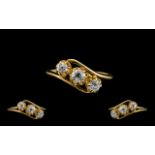 Antique Period - Attractive and Superb Quality 18ct Gold 3 Stone Diamond Ring.