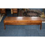 G Plan Style Teak Long John Oblong Coffee Table with three drawers opening at both sides,