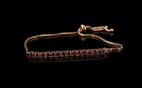 Rhodolite Garnet Adjustable Bolo Bracelet,