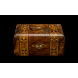 Victorian Walnut Inlaid Jewellery Box with fitted interior tray.