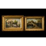 Pair of Small Oil Paintings on board, in gilt frames,