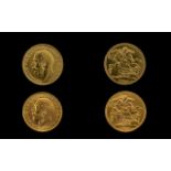 George V 22ct Gold Full Sovereigns (2) in total. Dates 1913 and 1915.